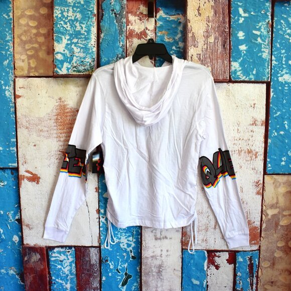 Girl's On Fire Melanin Junior Long Sleeve Hoodie Graphic Print LARGE White - Picture 7 of 10